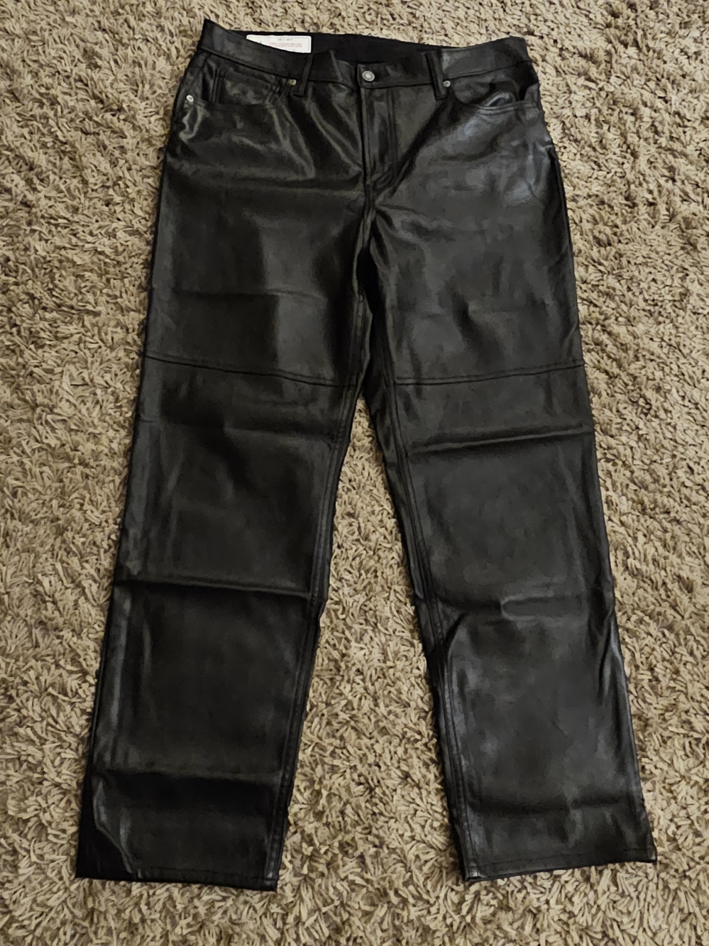 GAP Black Faux Leather Straight Leg Pants